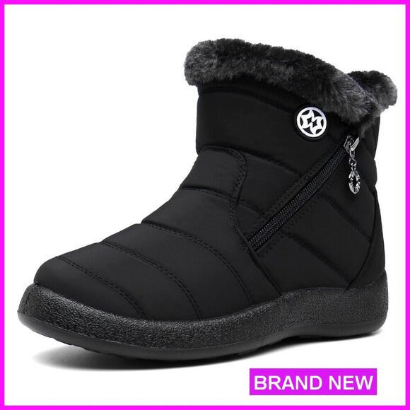 Warm Fur Lined Winter Snow Boots Waterproof Ankle Booties Comfortable Outdoor
